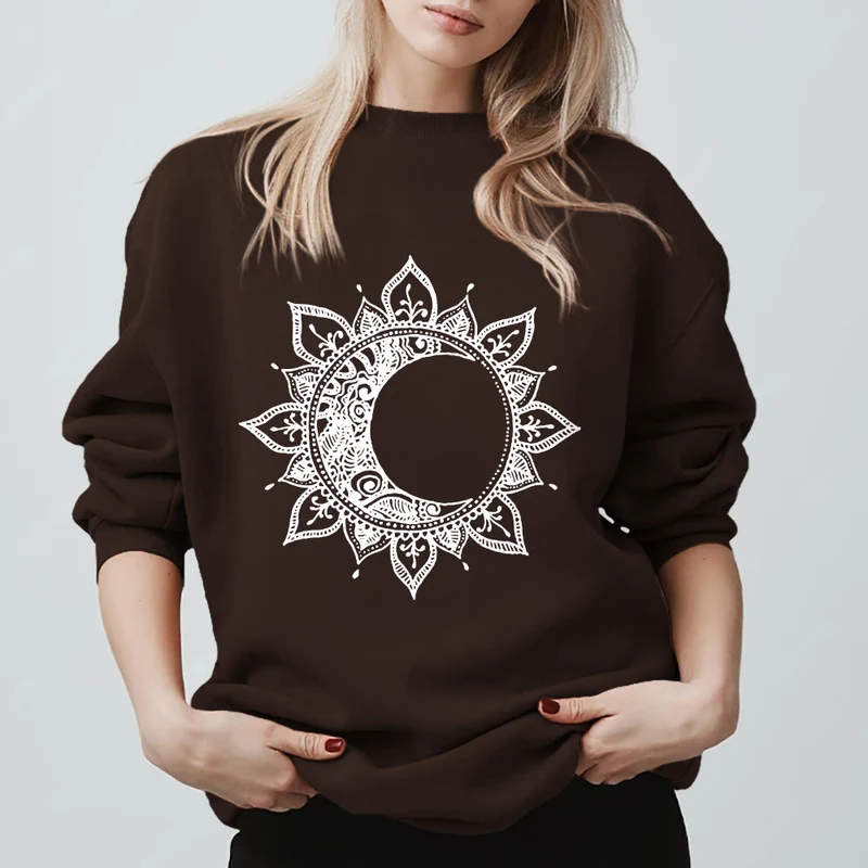 Olivenorma Mandala Sonne und Mond Boho Meditation Spirituelles Sweatshirt