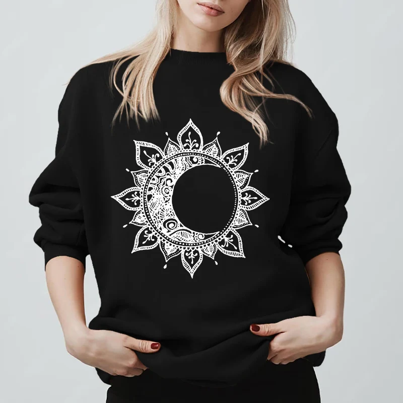 Olivenorma Mandala Sonne und Mond Boho Meditation Spirituelles Sweatshirt