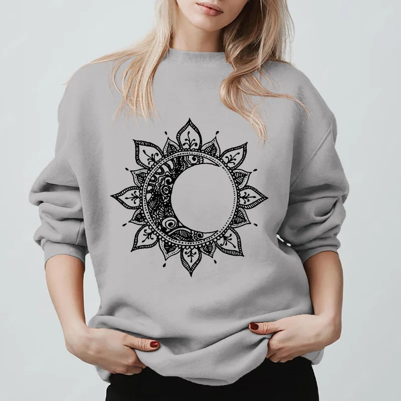 Olivenorma Mandala Sonne und Mond Boho Meditation Spirituelles Sweatshirt