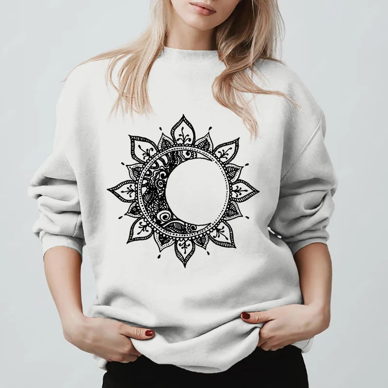 Olivenorma Mandala Sonne und Mond Boho Meditation Spirituelles Sweatshirt