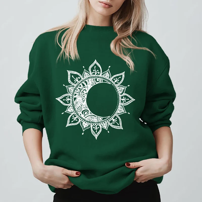 Olivenorma Mandala Sonne und Mond Boho Meditation Spirituelles Sweatshirt
