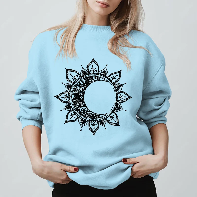 Olivenorma Mandala Sonne und Mond Boho Meditation Spirituelles Sweatshirt