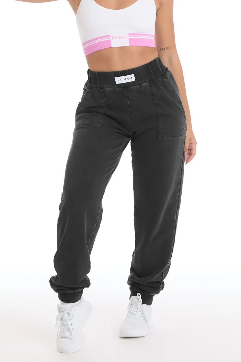 Pantalone Donna Jogger Slim Grigio Ardesia