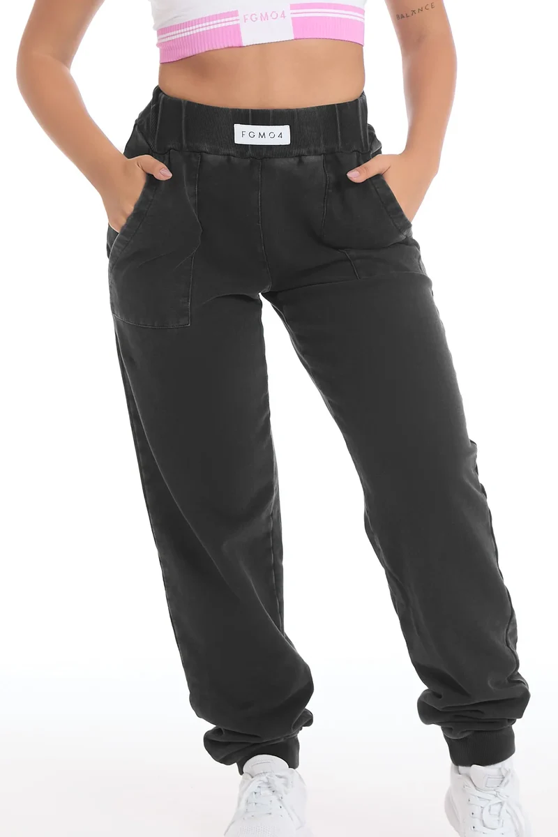 Pantalone Donna Jogger Slim Grigio Ardesia