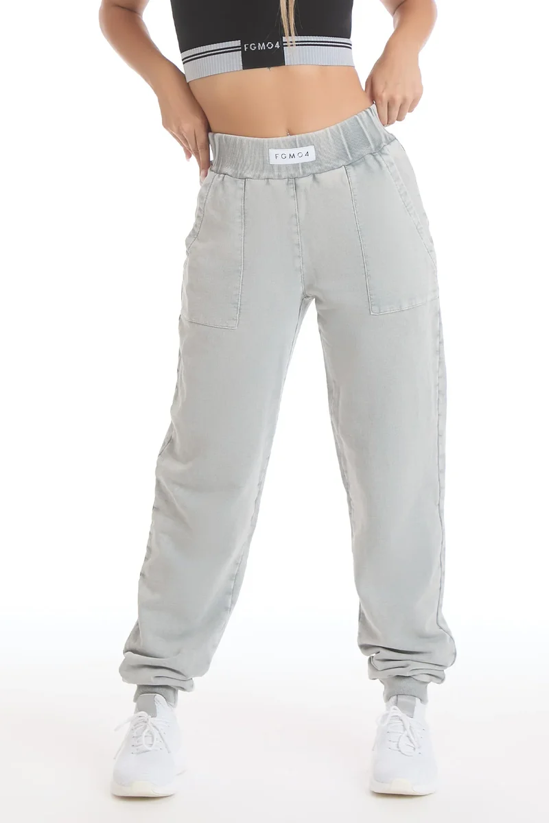 Pantalone Donna Jogger Slim Grigio Moonstone