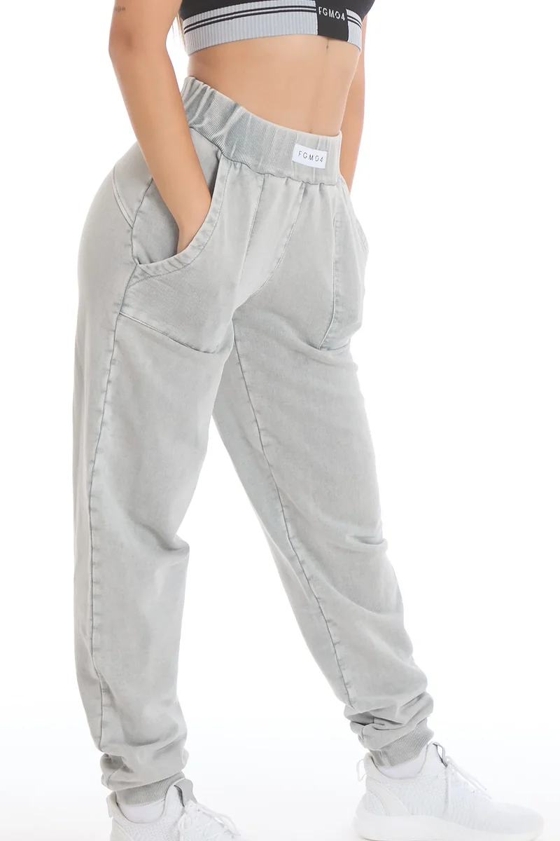 Pantalone Donna Jogger Slim Grigio Moonstone