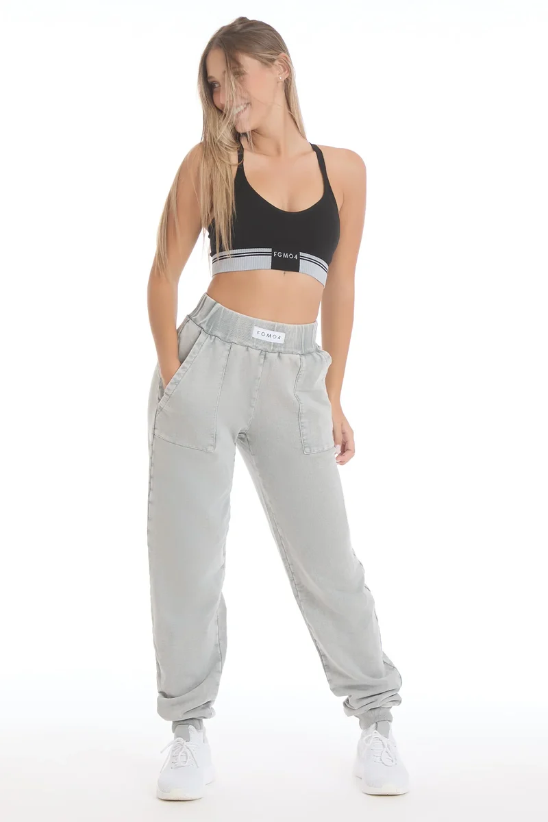 Pantalone Donna Jogger Slim Grigio Moonstone