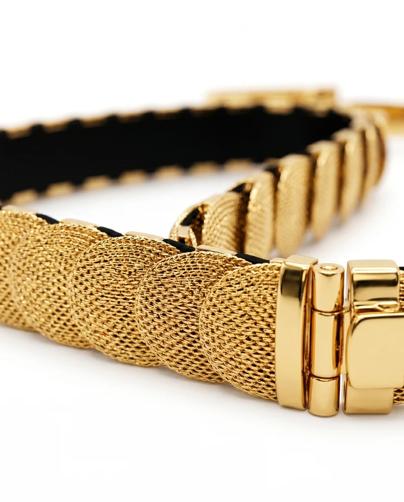 Cintura in metallo con scaglie rotonde - Oro