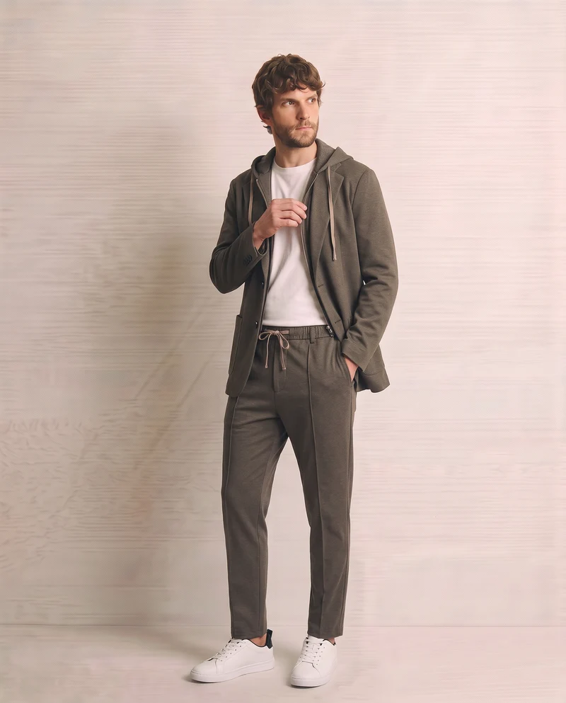 Blazer formale con cappuccio regolabile - Moro