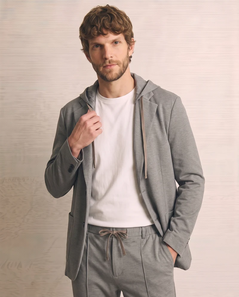 Blazer formale con cappuccio regolabile - Grigio mel.