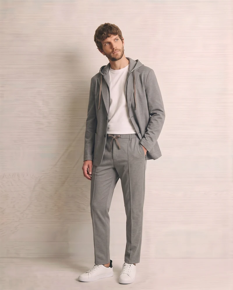 Blazer formale con cappuccio regolabile - Grigio mel.