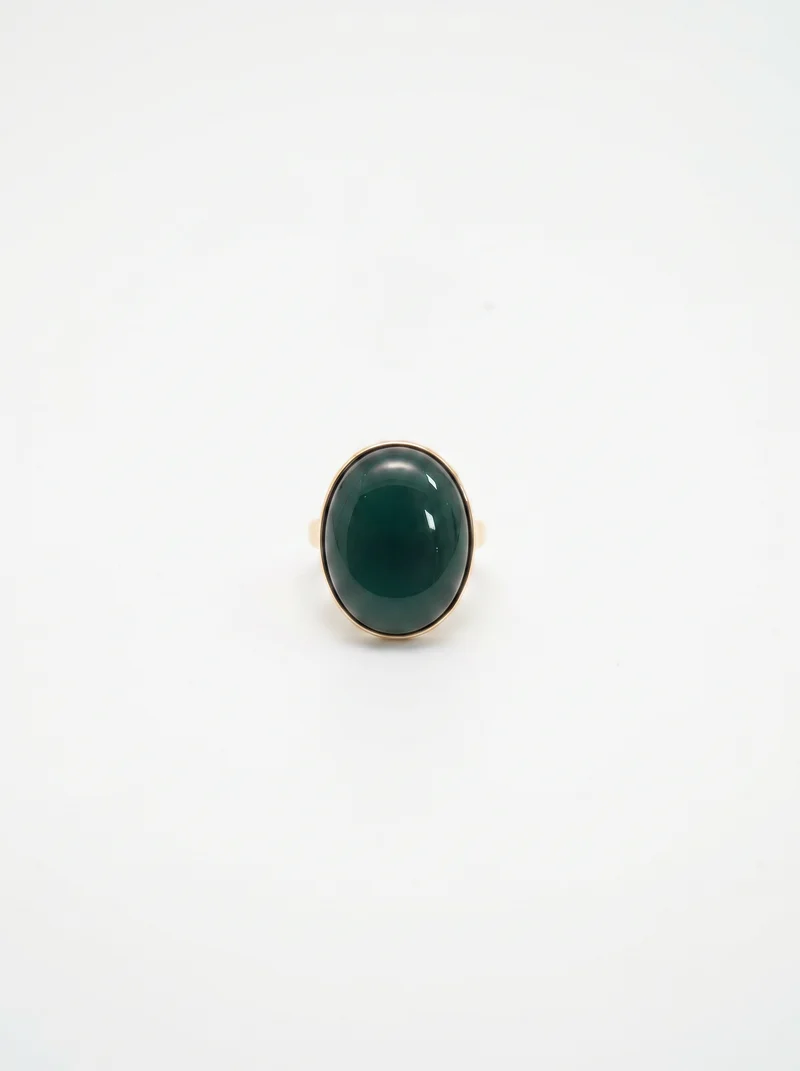 Anello elastico con pietra ovale - Verde