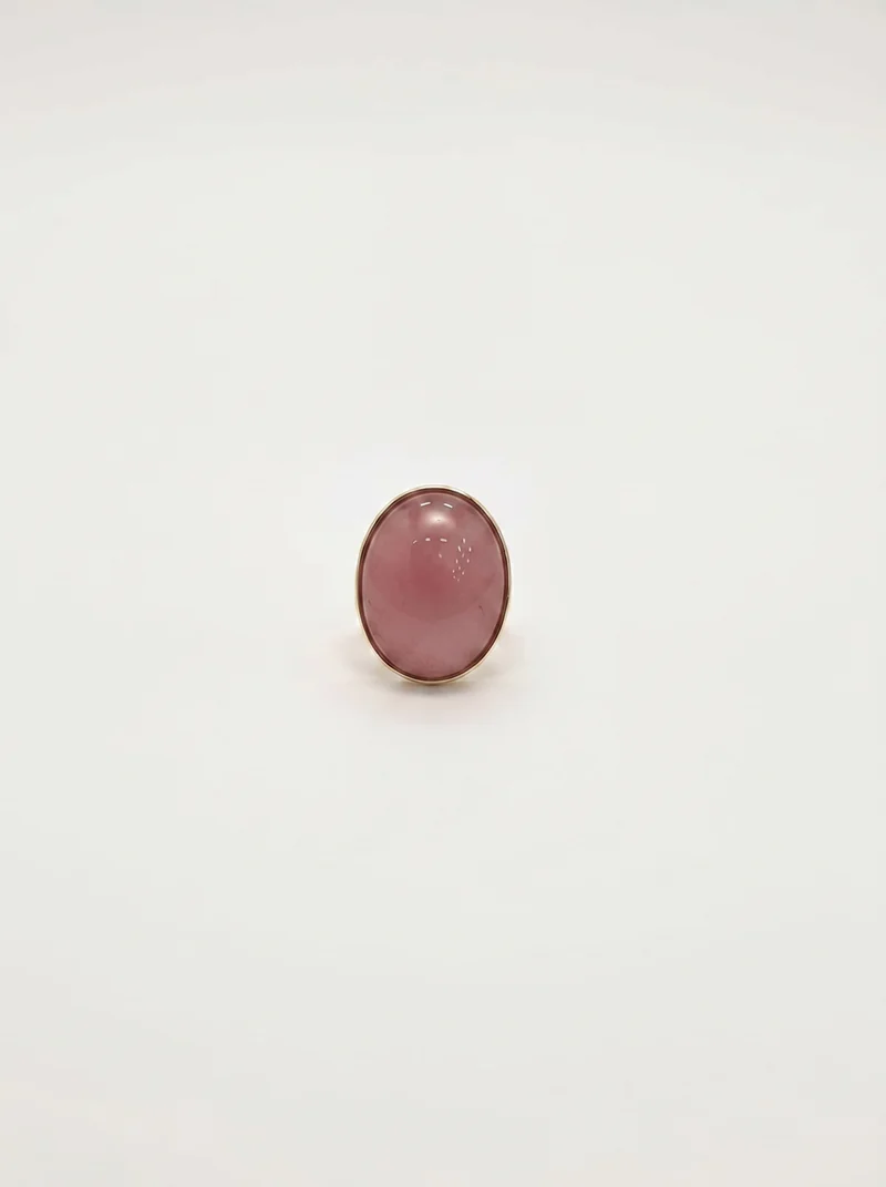 Anello elastico con pietra ovale - Rosa