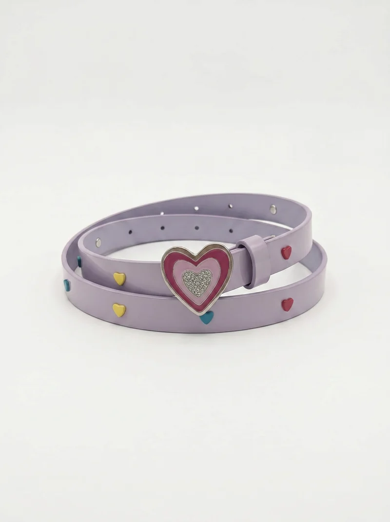 Cintura vernice con fibbia cuore glitter - Lilla