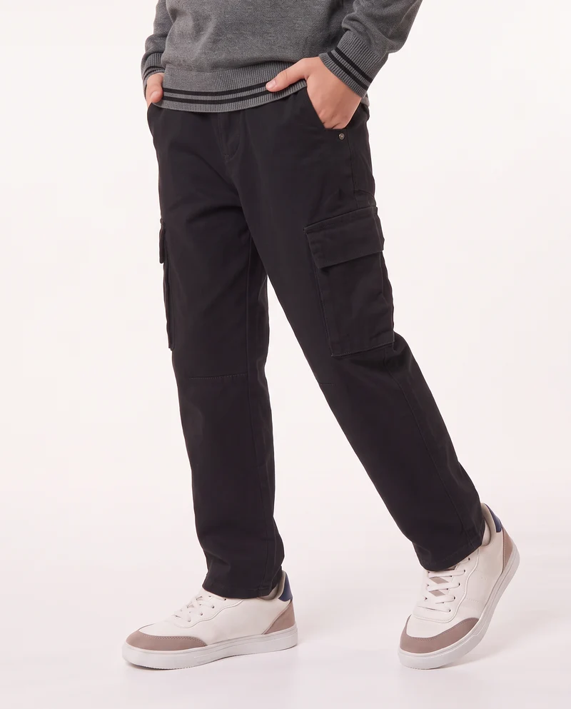 Jeans cargo in denim black con tasconi - Nero
