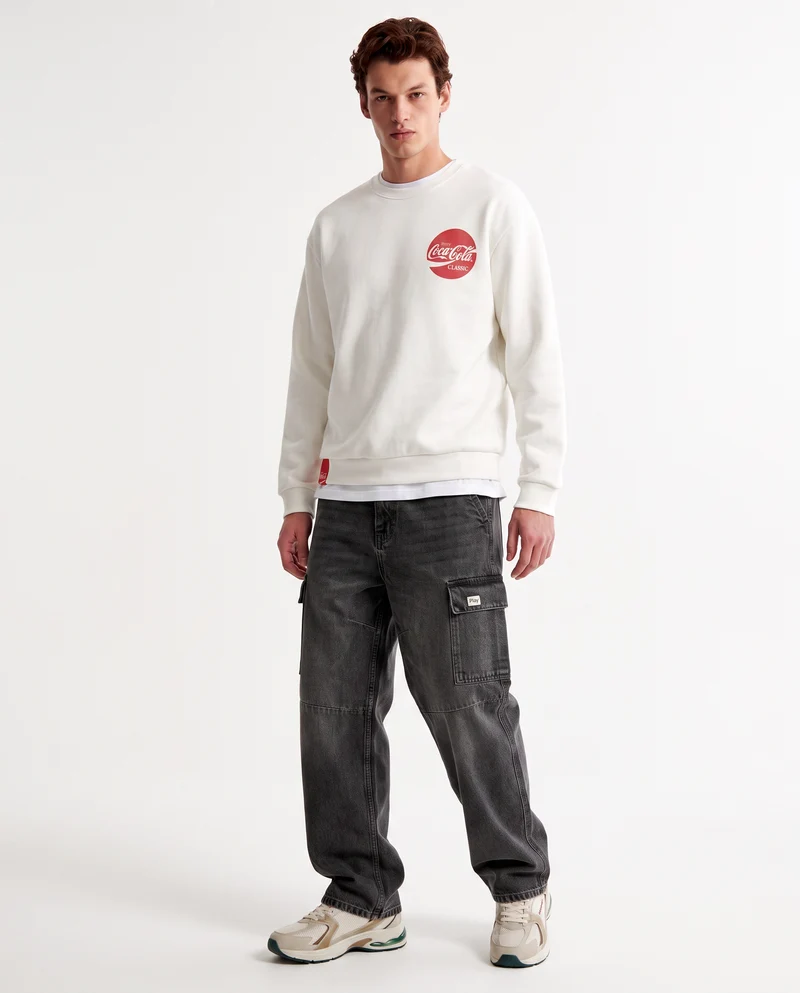 Felpa Coca Cola girocollo boxy fit uomo - Bianco