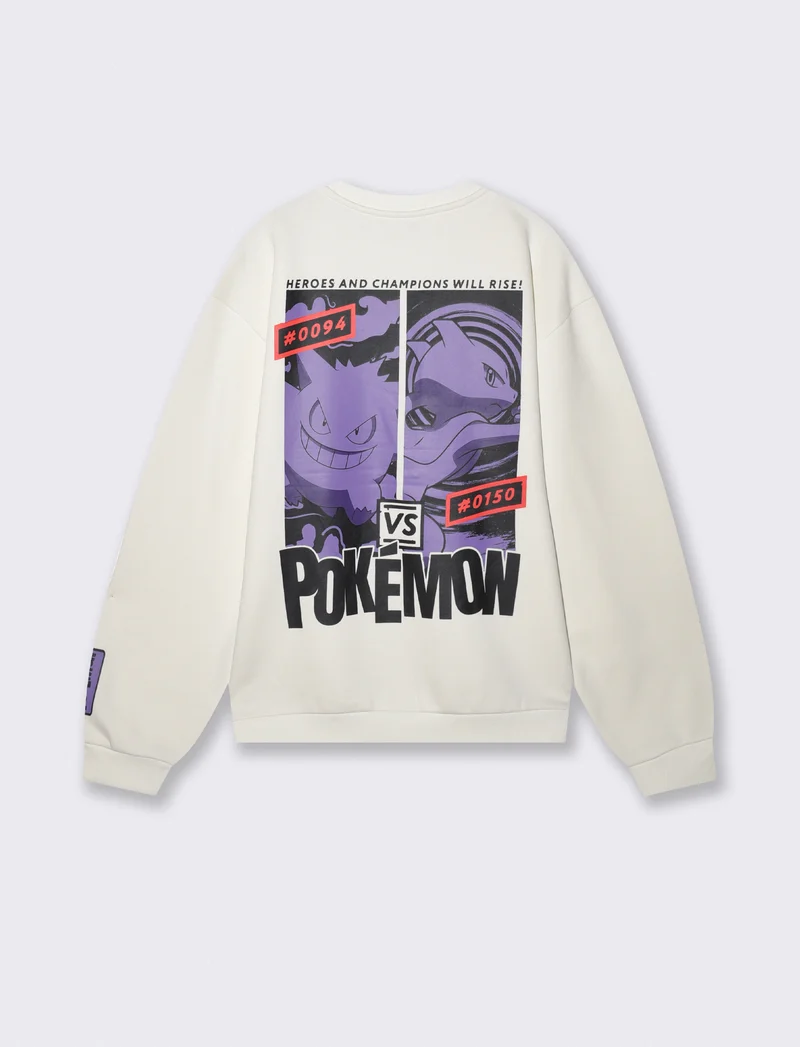 Felpa Pokemon girocollo boxy fit uomo - Bianco