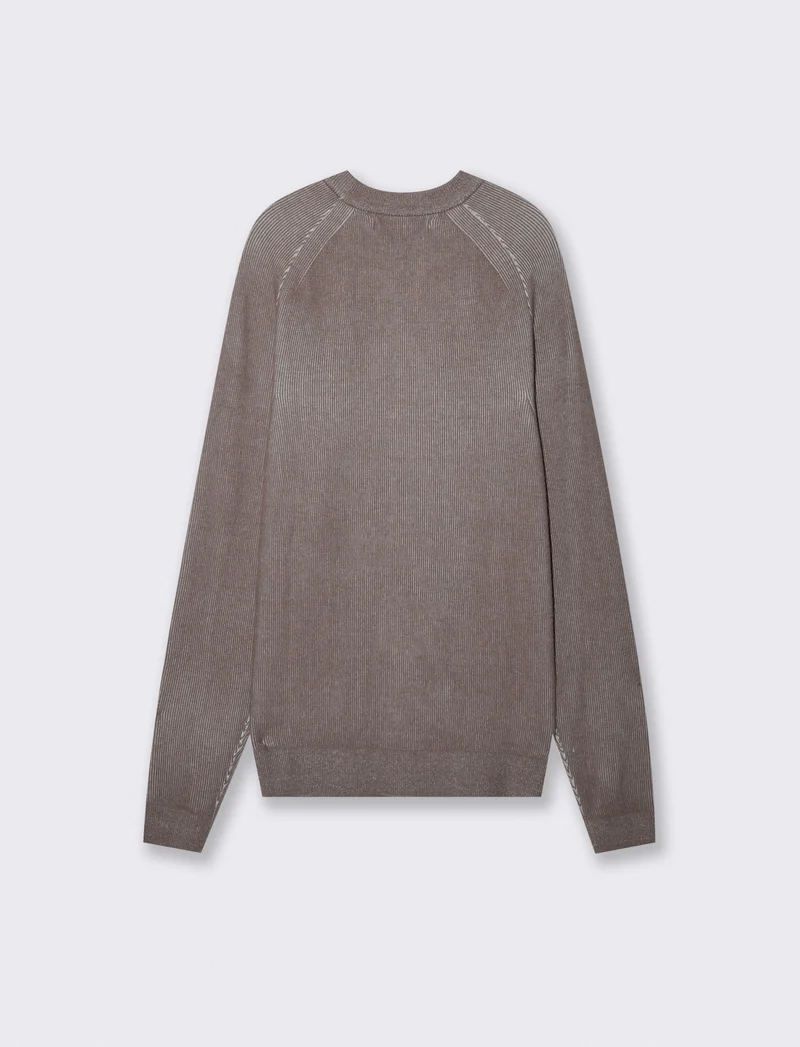 Maglia a Coste Doppio Filo Vanisè - Grigio fango
