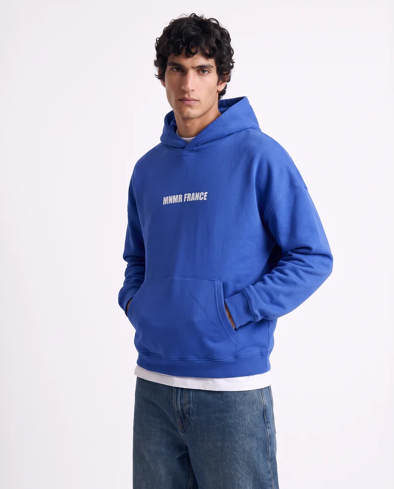 Felpa con cappuccio e stampa trendy - Bluette