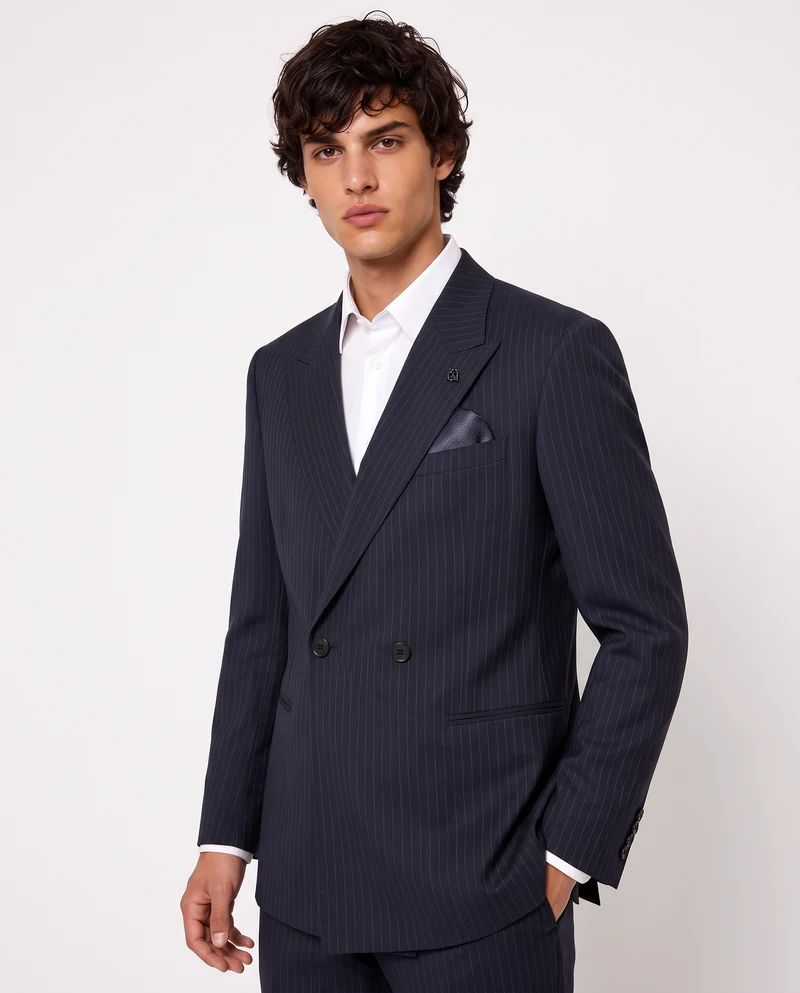 Blazer a righe doppio petto formal fit - Blu