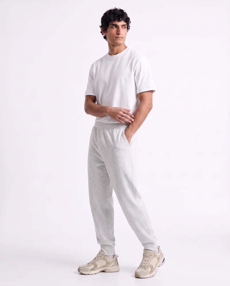 Pantaloni Jogger Interlock con Tasche - Grigio chiaro mel.