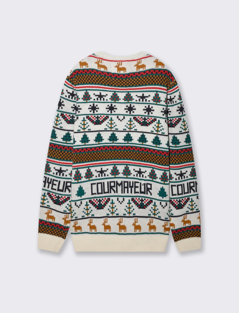 Maglia girocollo jacquard multicolor - Bianco