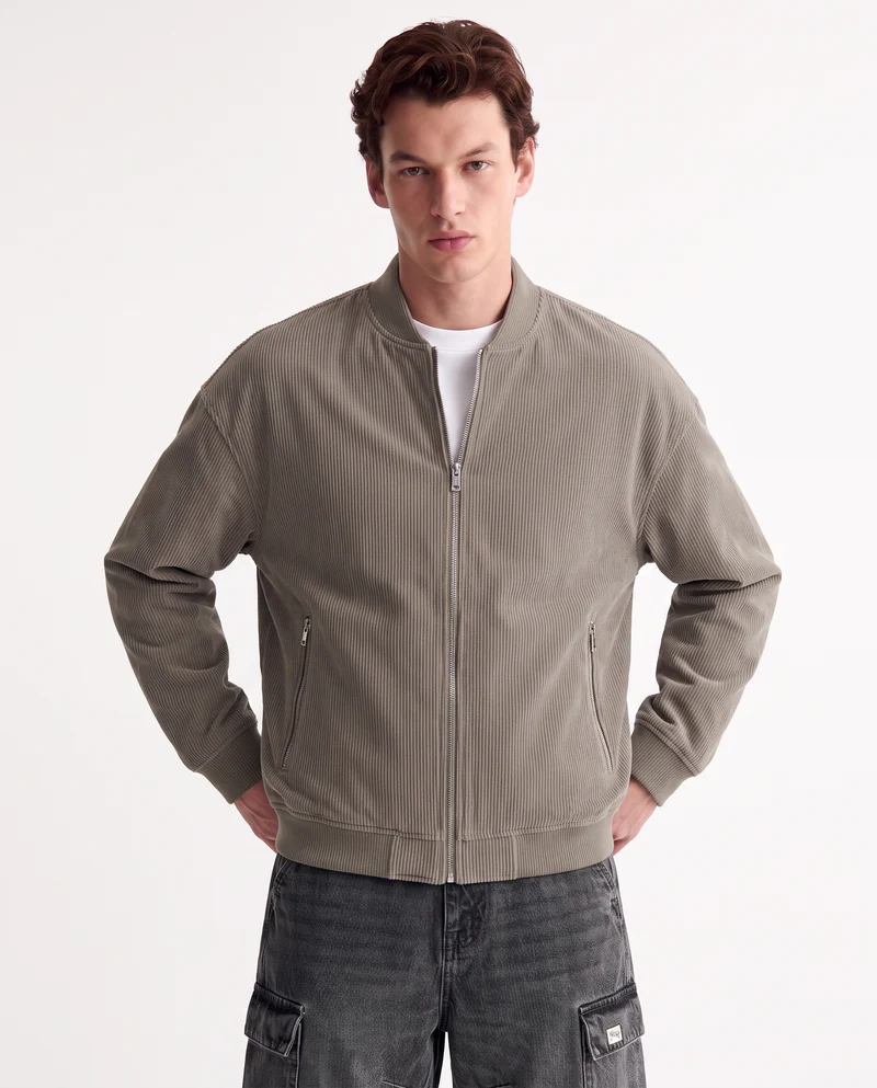 Giubbotto bomber in velluto a coste - Beige