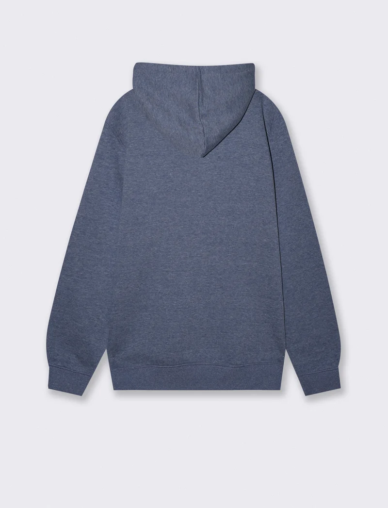 Felpa con cappuccio e cerniera melange - Blu