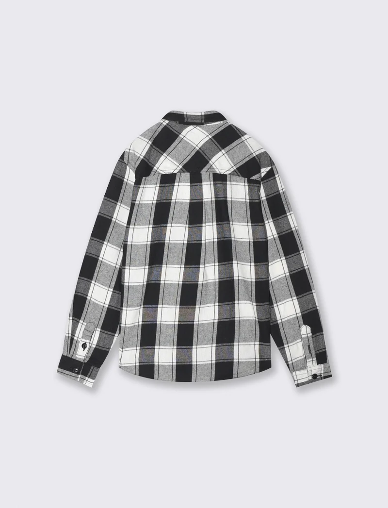 Camicia in flanella a quadri manica lunga - Nero
