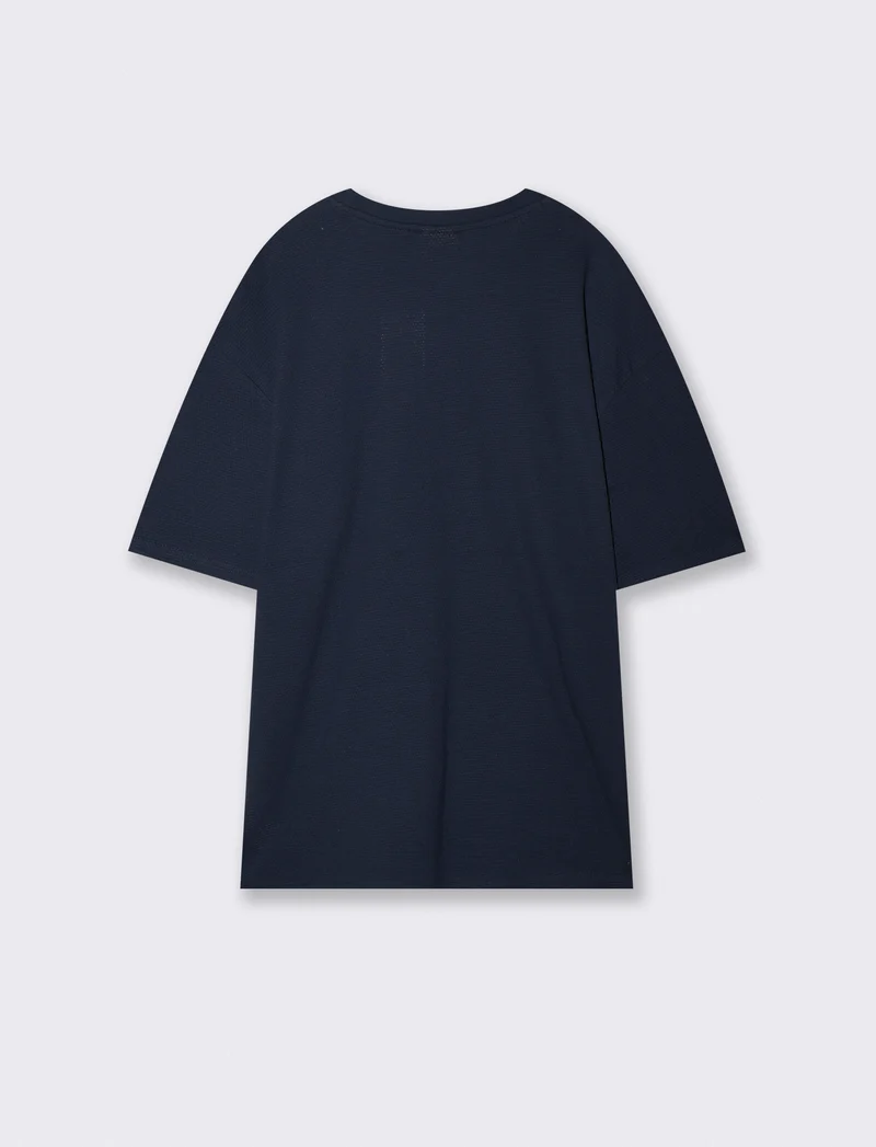 T-shirt jacquard girocollo regular fit - Blu