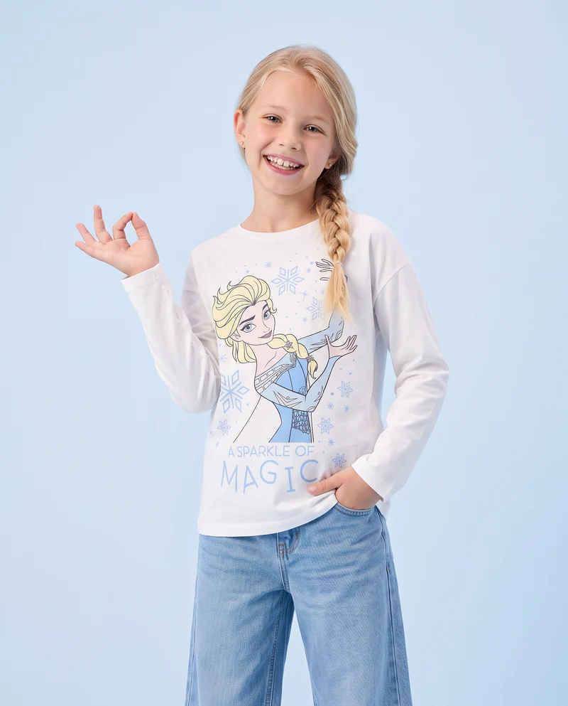 T-shirt manica lunga Disney/Frozen in cotone - Bianco