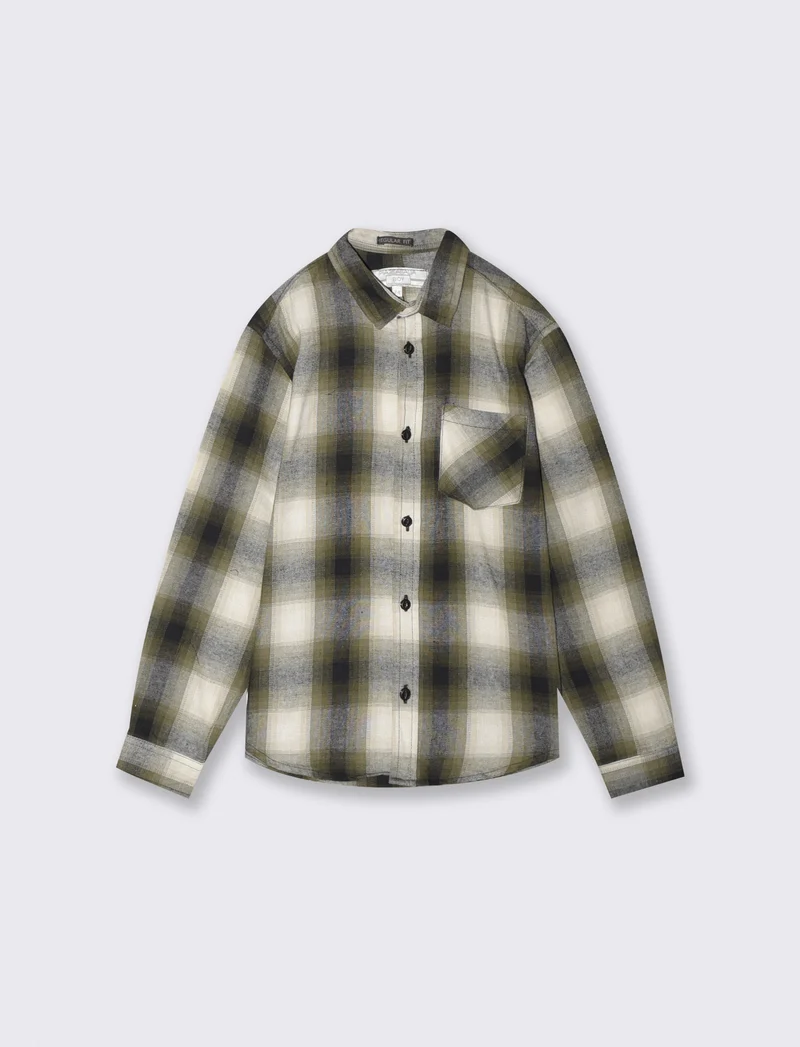 Camicia in flanella a quadri manica lunga - Verde