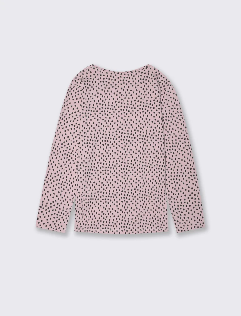 T-shirt manica lunga con stampa lucida - Rosa polvere