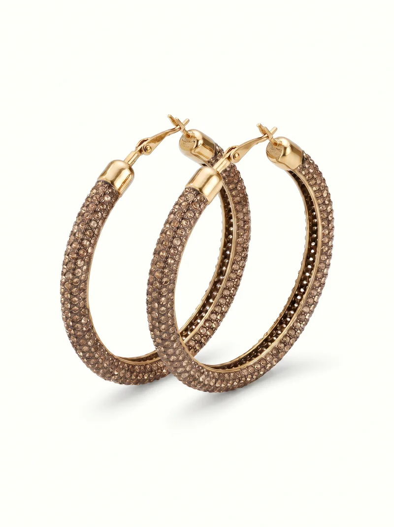 Orecchini cerchio grande con strass - Oro