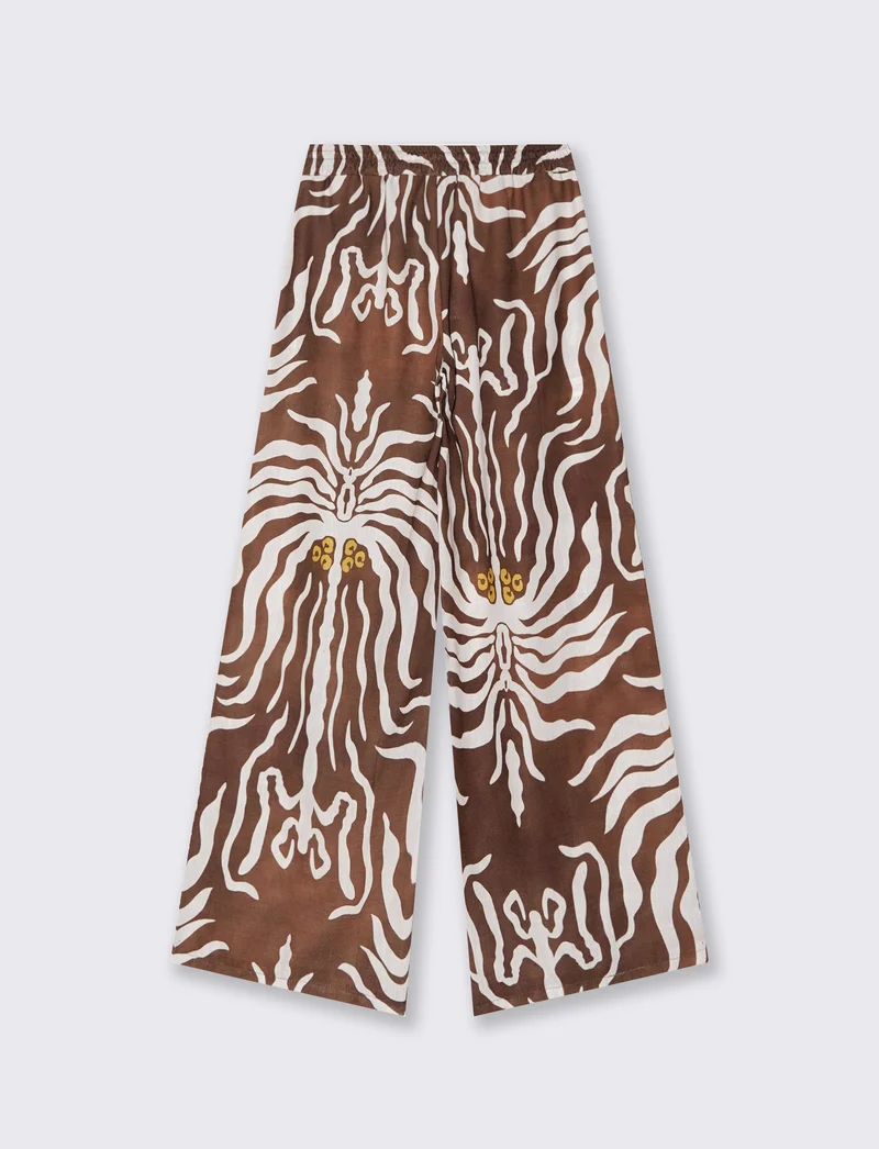 Pantalone palazzo stampato - Marrone tabacco