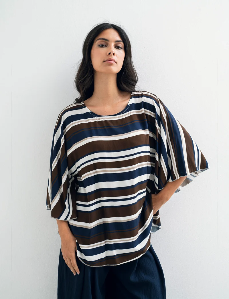 Tshirt in viscosa stampato - Blu