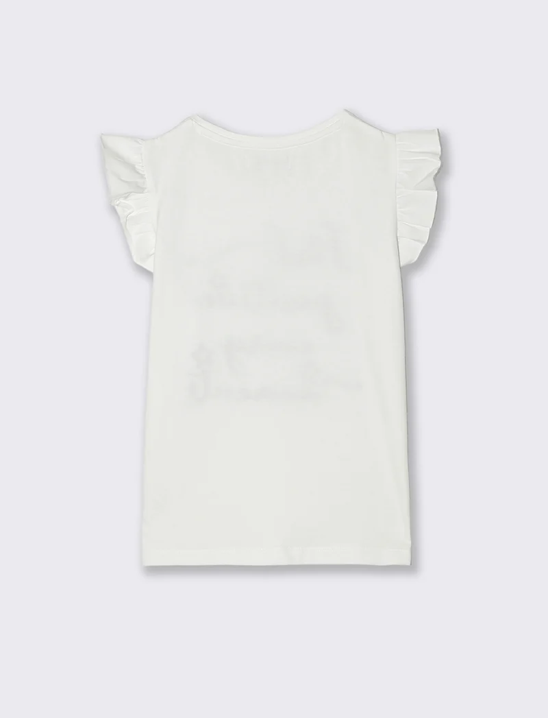 T-shirt bambina in cotone con ricamo - Bianco