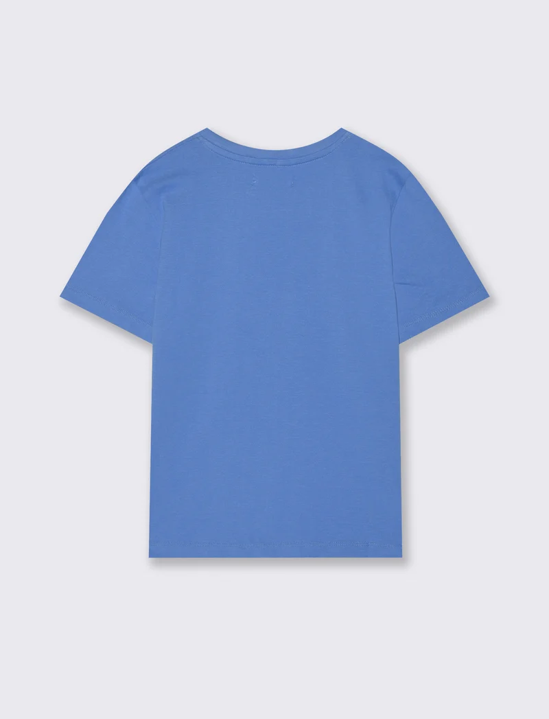 T-shirt piquet girocollo mezza manica - Blu oceano