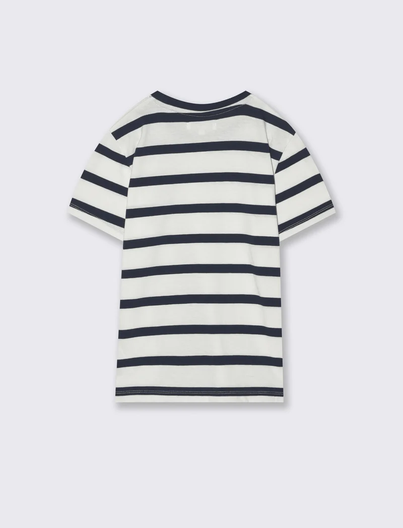 T-shirt estiva in cotone a righe - Blu