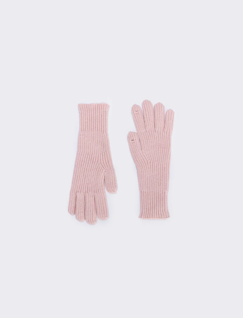 Guanti a coste medio touch elegante - Rosa