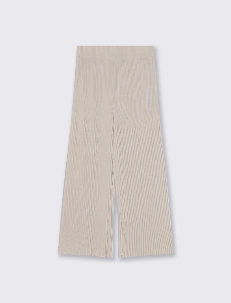 Pantaloni Morbidi a Costine Plissettati - Bianco gesso