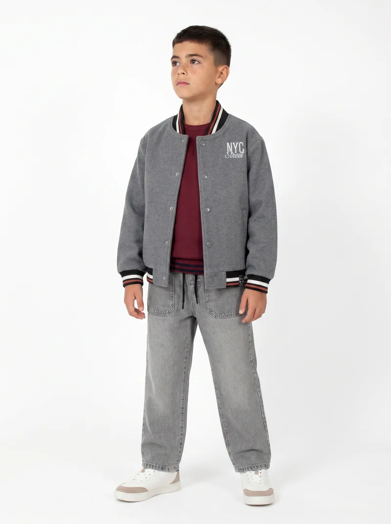 Giacca Varsity moderna in gambardine - Grigio