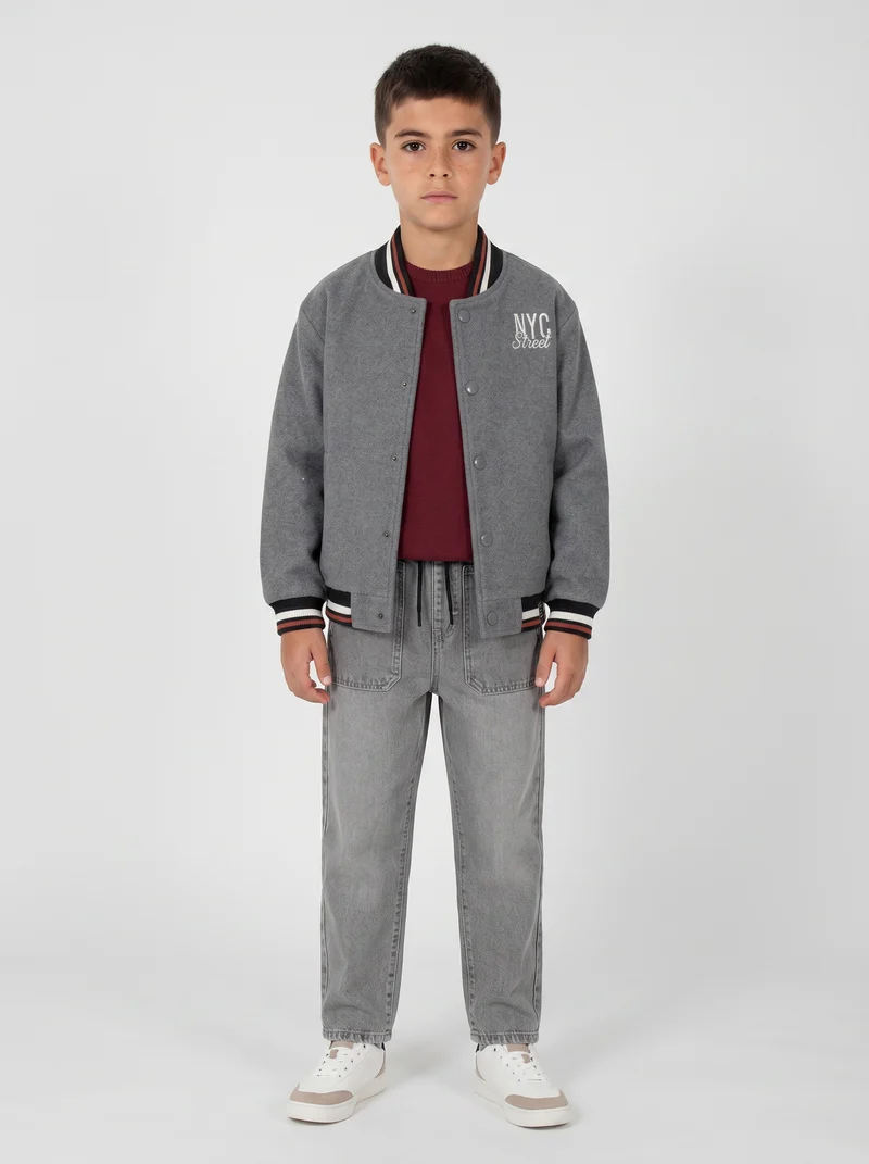 Giacca Varsity moderna in gambardine - Grigio