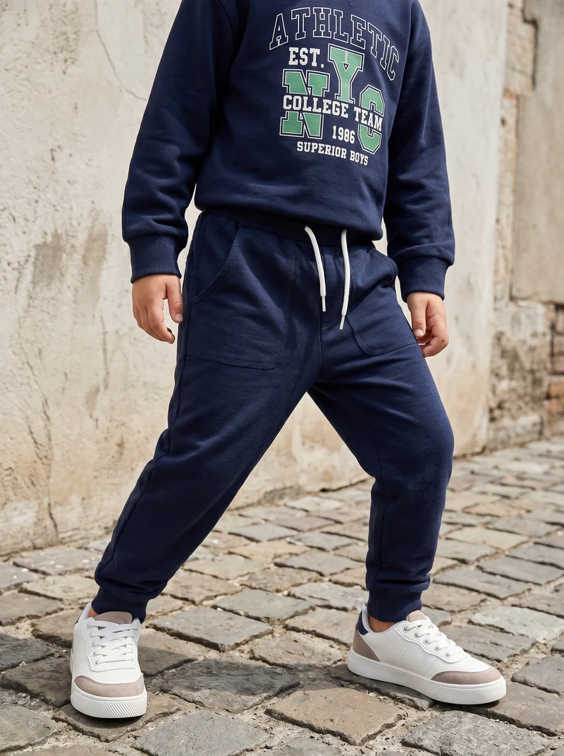 Jogger Comfort in Cotone Fiammato - Blu