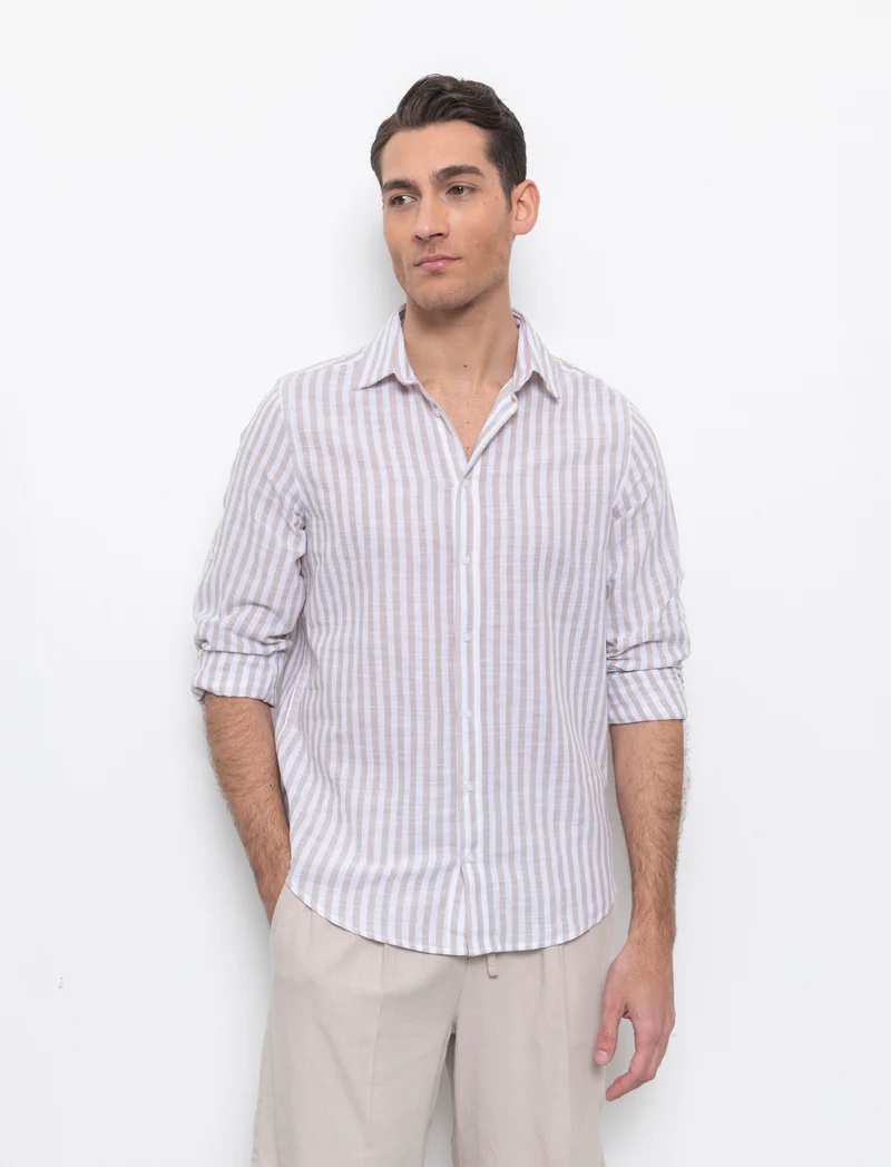 Camicia a righe da uomo - Verde salvia