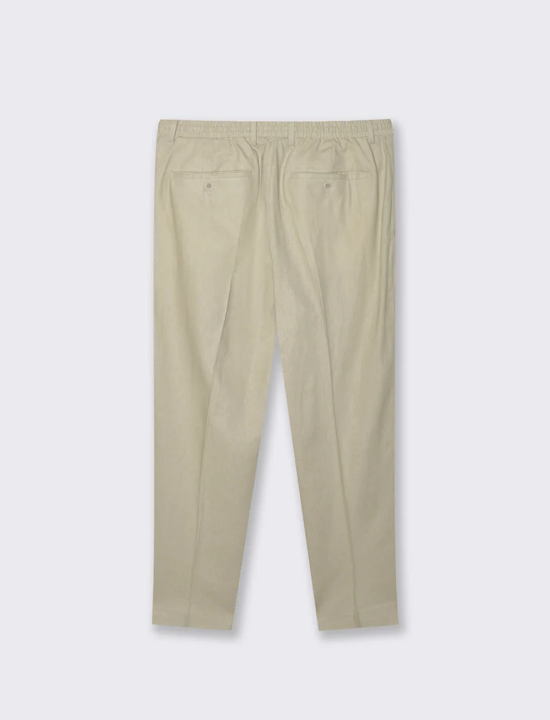 Pantaloni da completo tessuto linen blend da uomo - Sabbia