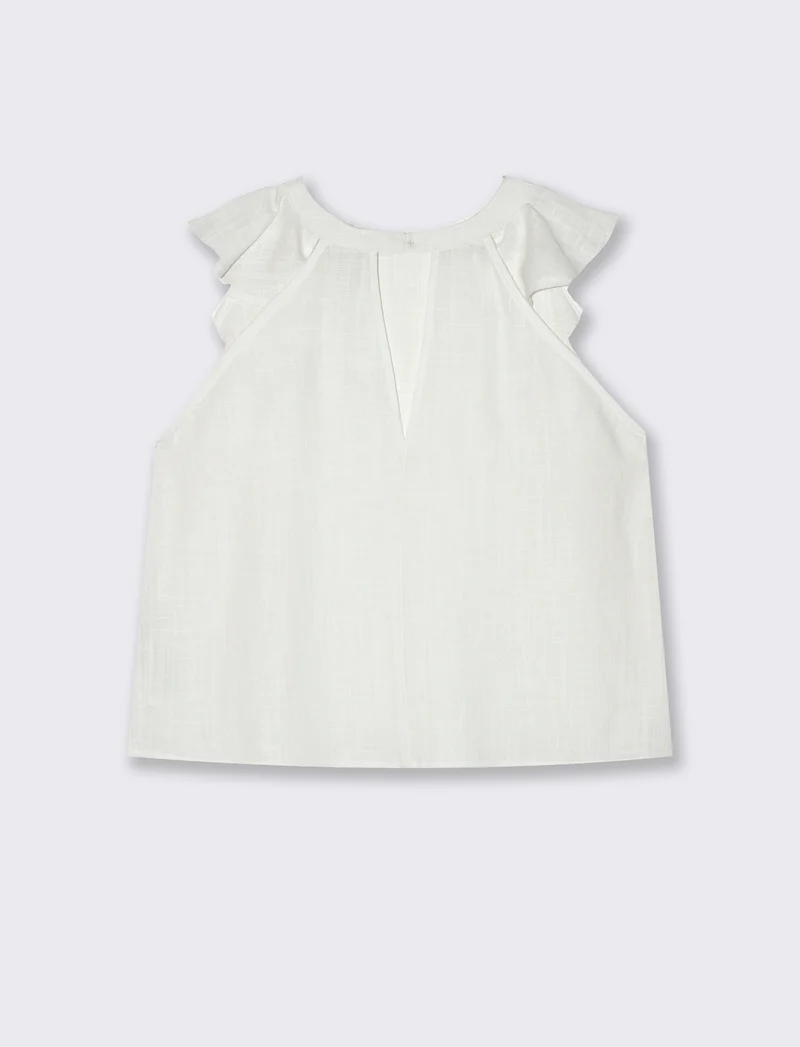 Top con rouches da donna - Bianco