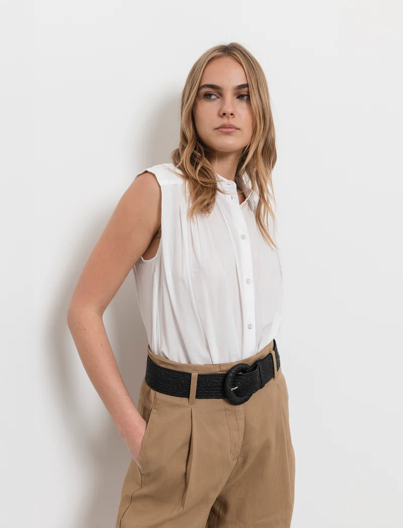 Camicia giro manica da donna - Bianco