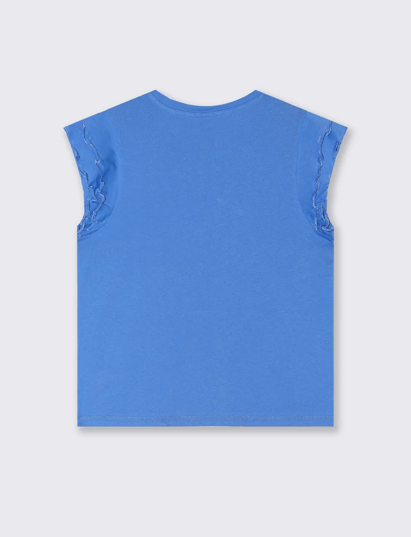 T-shirt con rouches da donna - Bluette