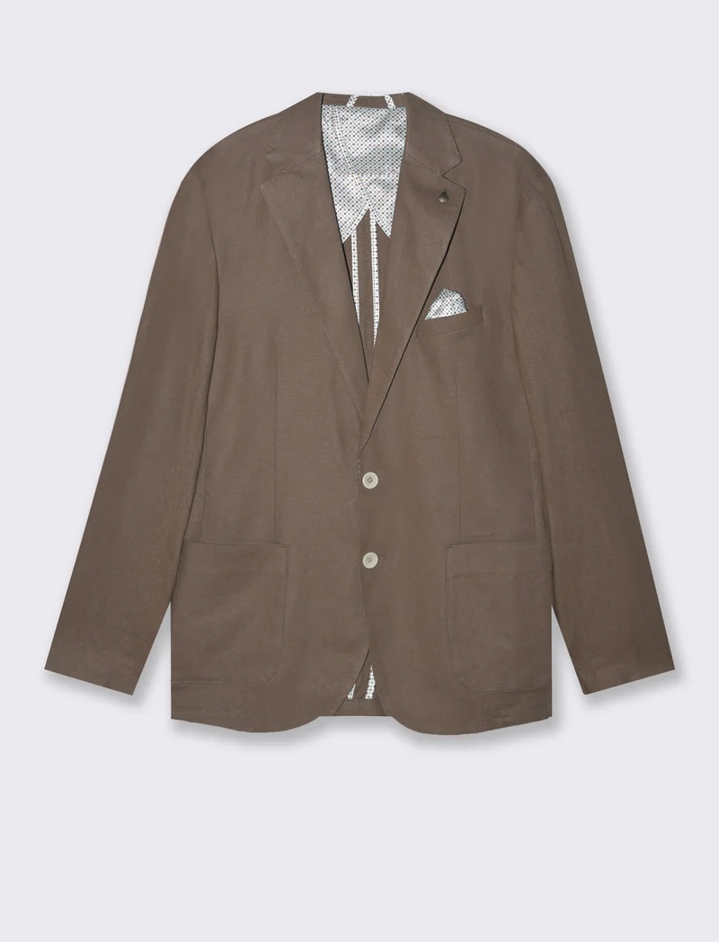Blazer da completo tessuto linen blend da uomo - Grigio fango
